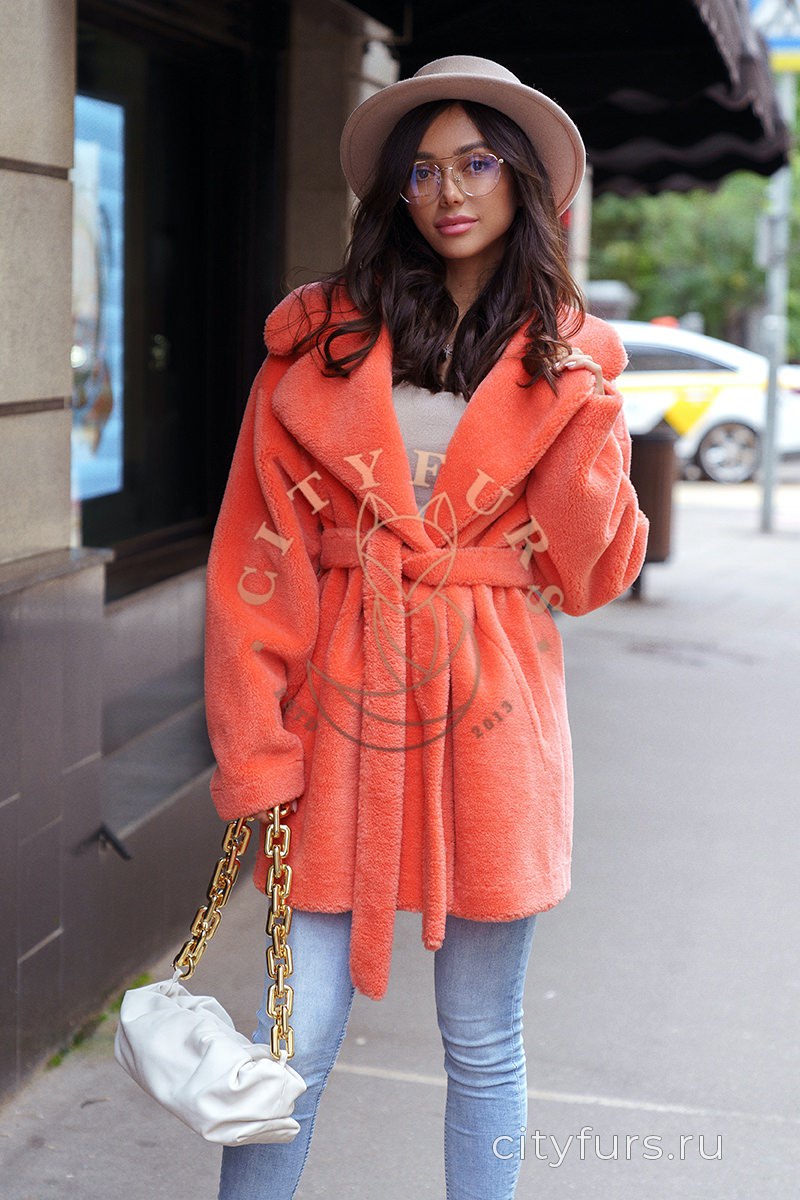 Пальто из овечьей шерсти - цвет оранжевый