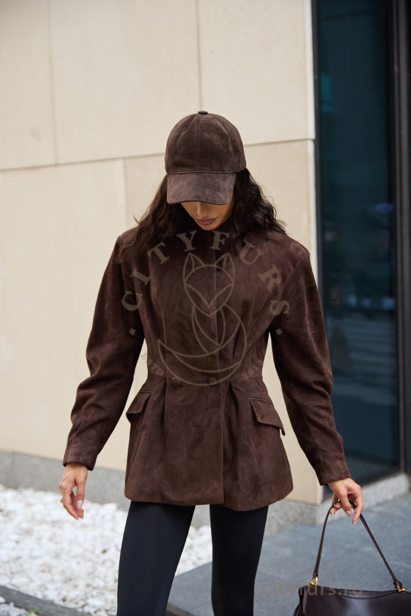 куртка из натуральной замши, premium collection — шоколад (1)
