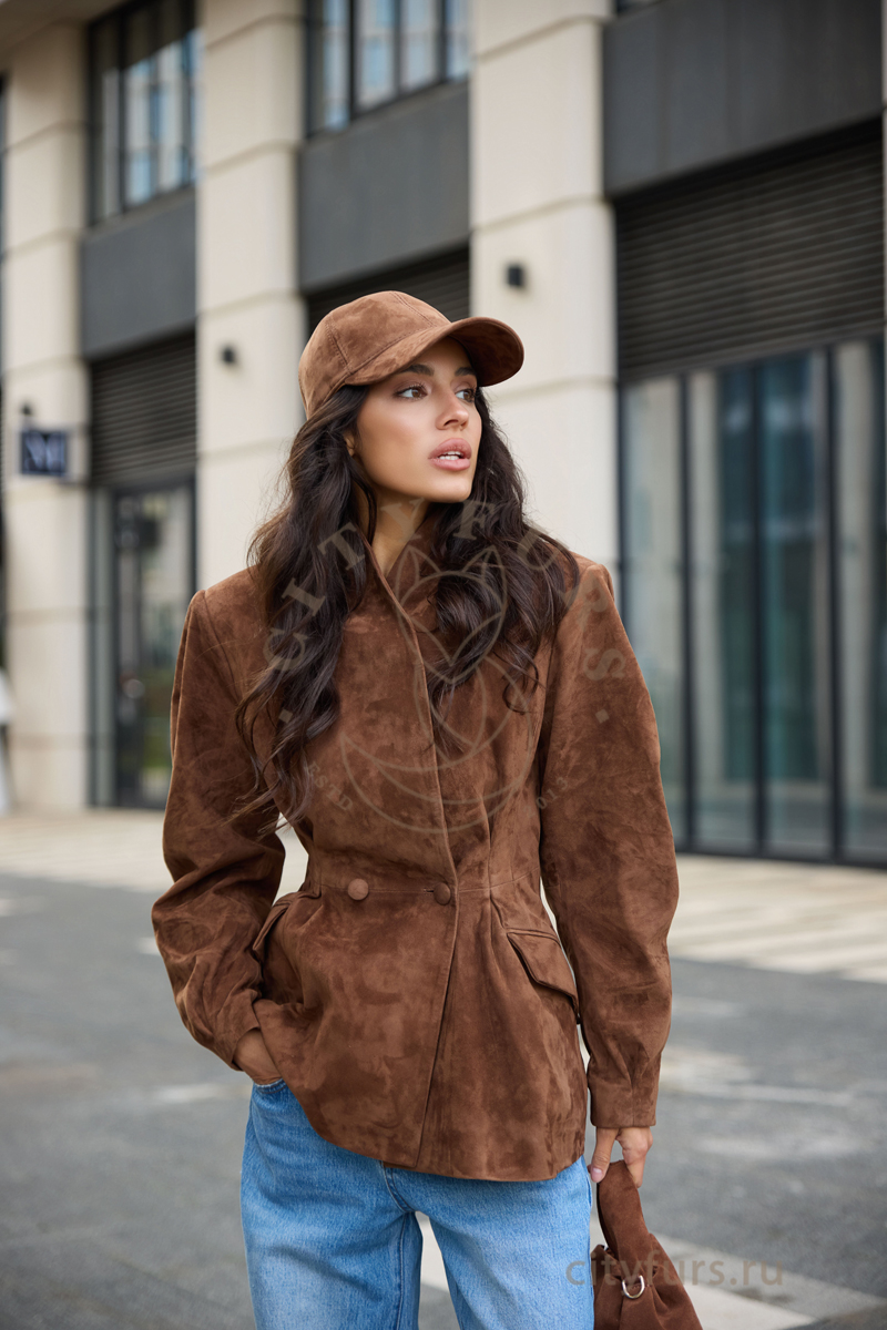 куртка из натуральной замши, premium collection — camel (1)