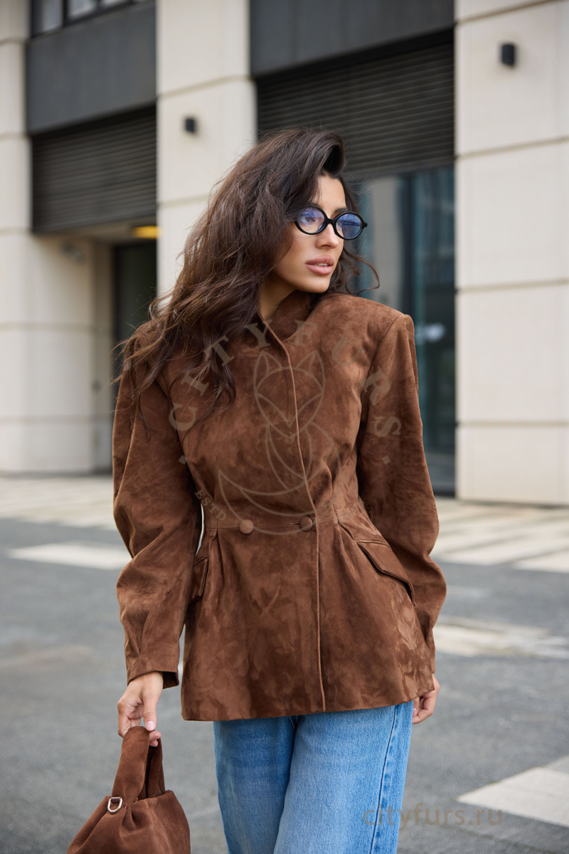 куртка из натуральной замши, premium collection — camel (2)