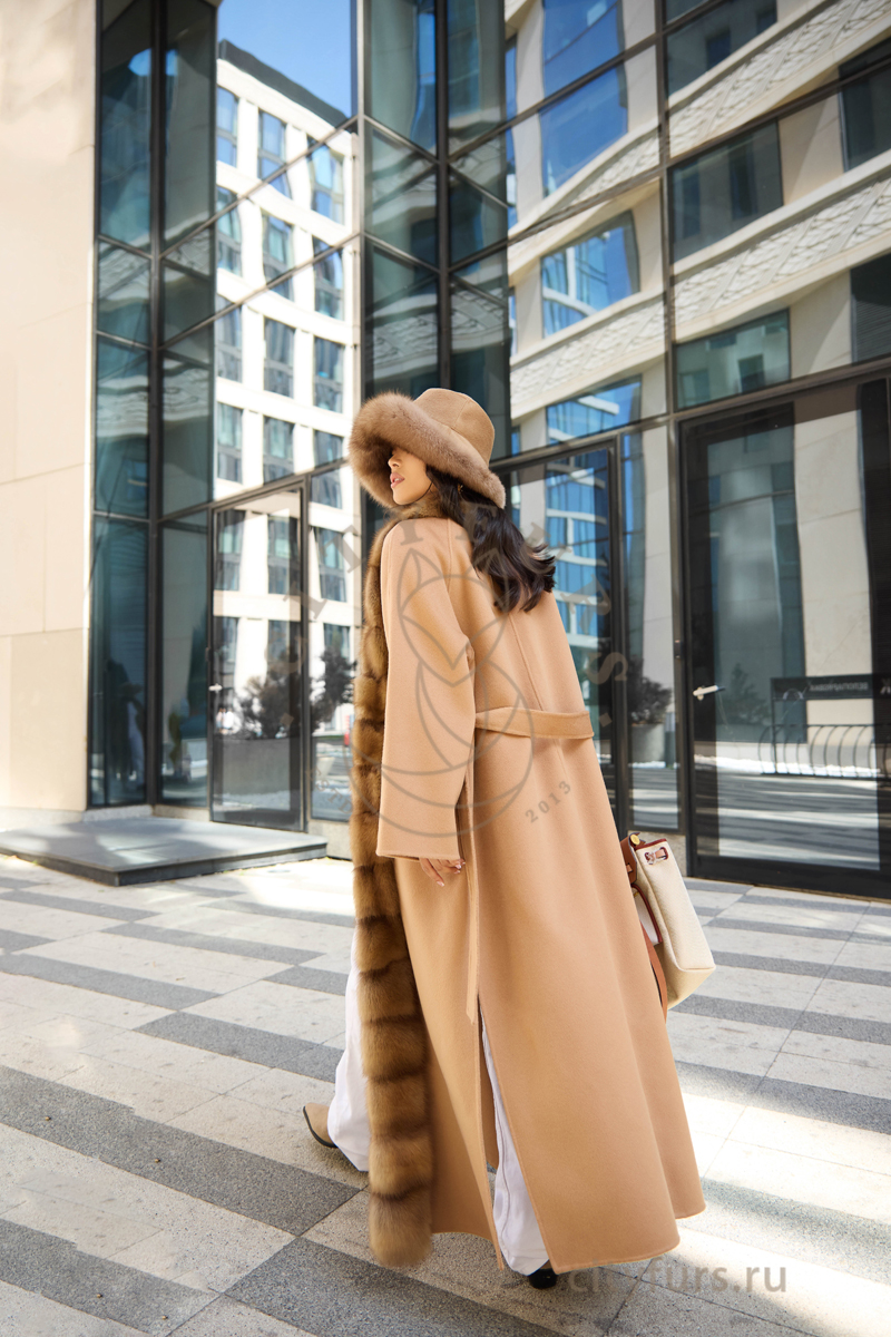 пальто с мехом куницы, premium collection — camel (4) пальто с мехом куницы, premium collection — camel (4)
