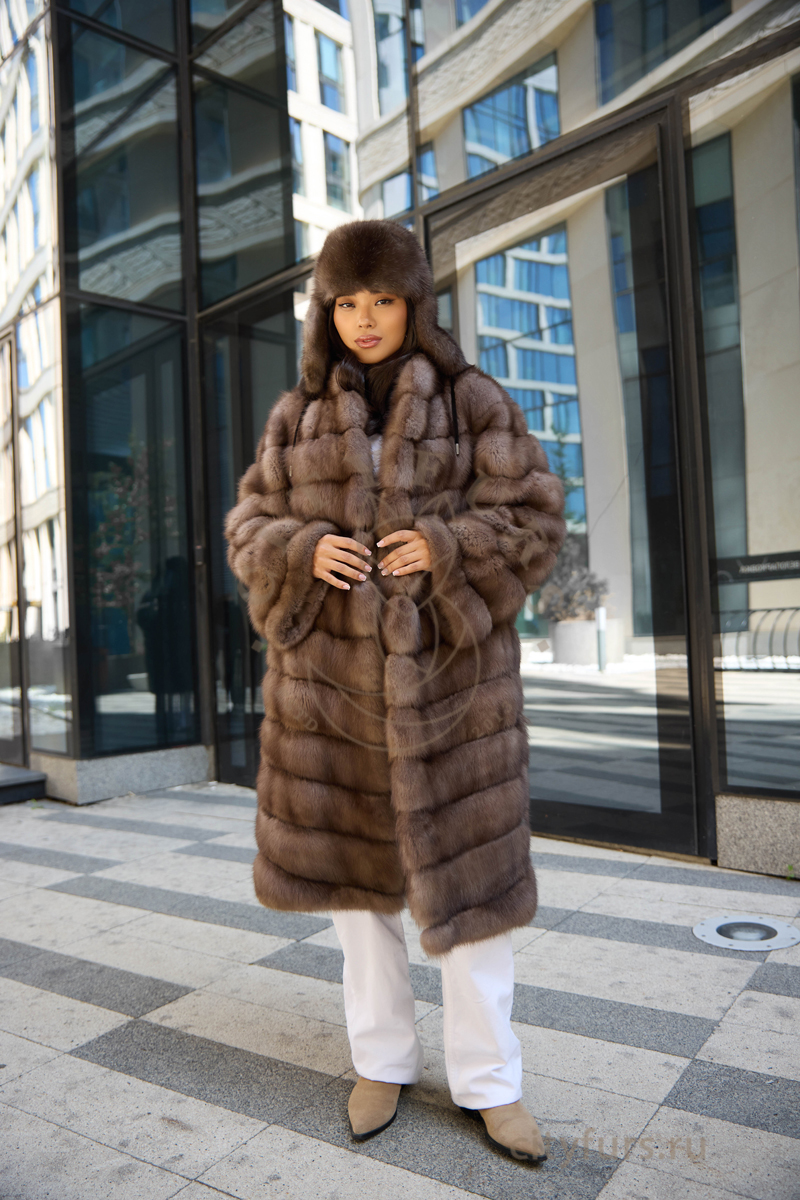шуба из меха куницы, шалевый воротник, premium collection — тор-тор (1)