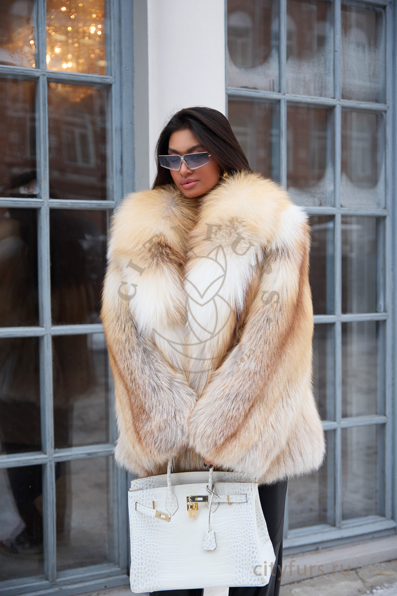 шуба из меха лисы “golden fox”, premium collection — золотая (2)