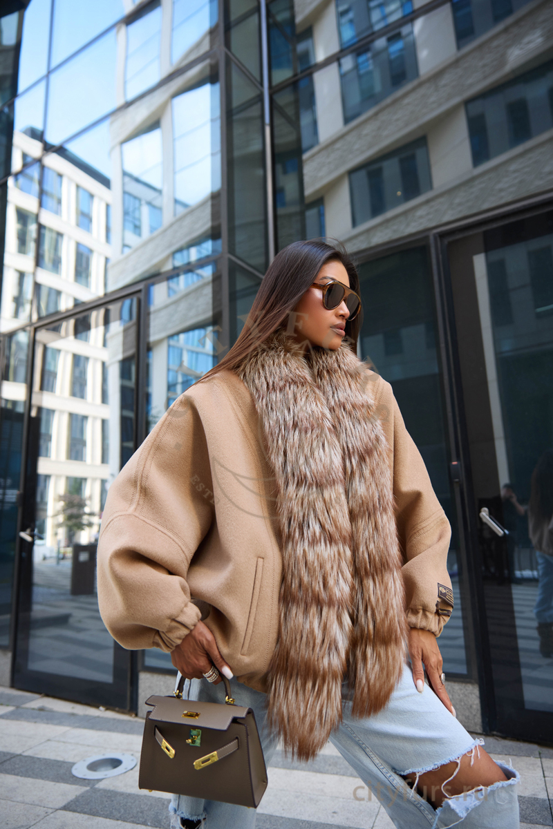 полупальто из итальянского кашемира с мехом королевской лисы, premium — camel (5)