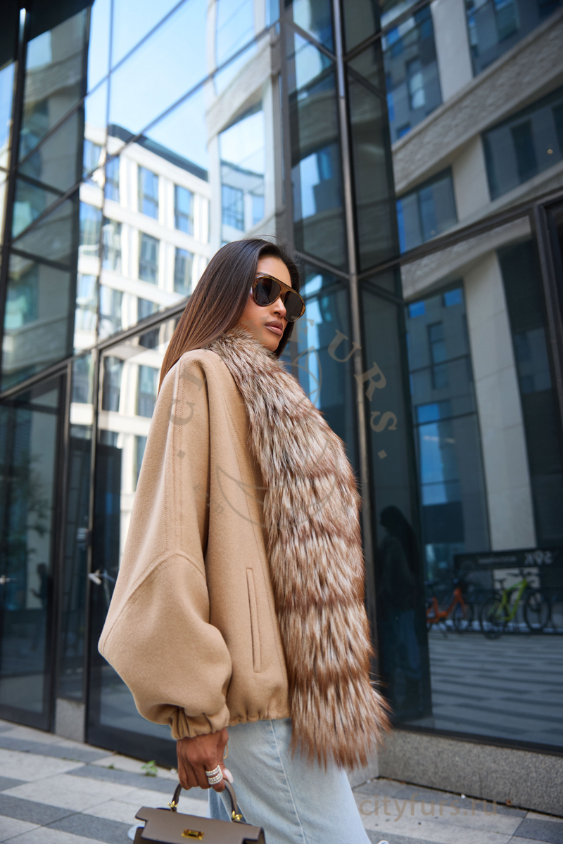 полупальто из итальянского кашемира с мехом королевской лисы, premium — camel (7)