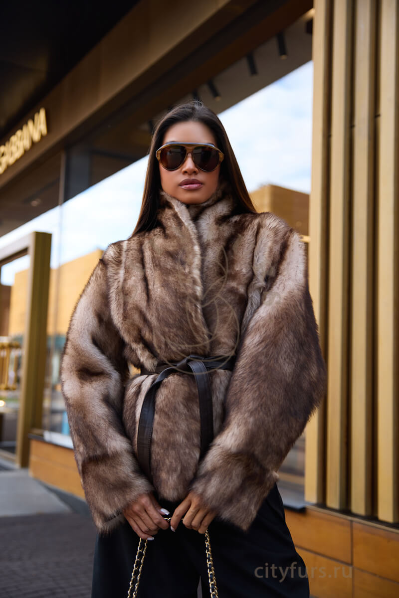 двусторонняя дублёнка из итальянской тосканы, premium collection — коричневая (1)